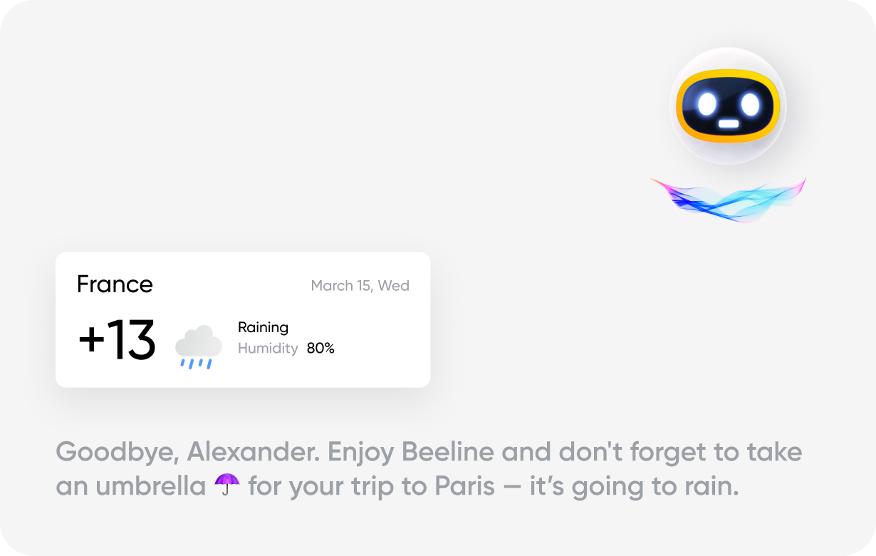 Screenshot preview of Smart assistant for Beeline interface